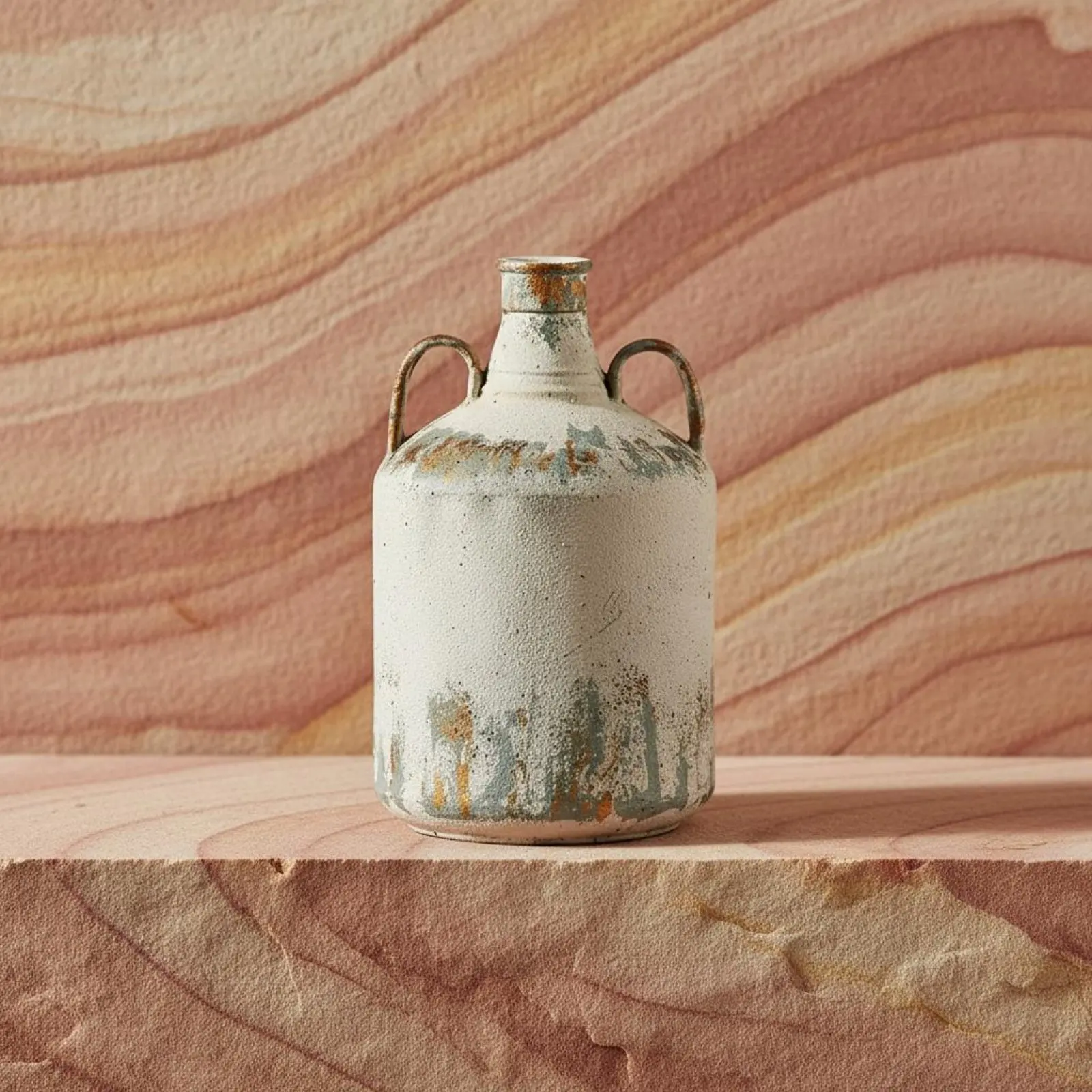 Wabi Sabi Planter Distressed Finish Rustic Vase Aged Ceramic Jar Minimalist Decorative Pot Sturdy for Tabletop, Shelf