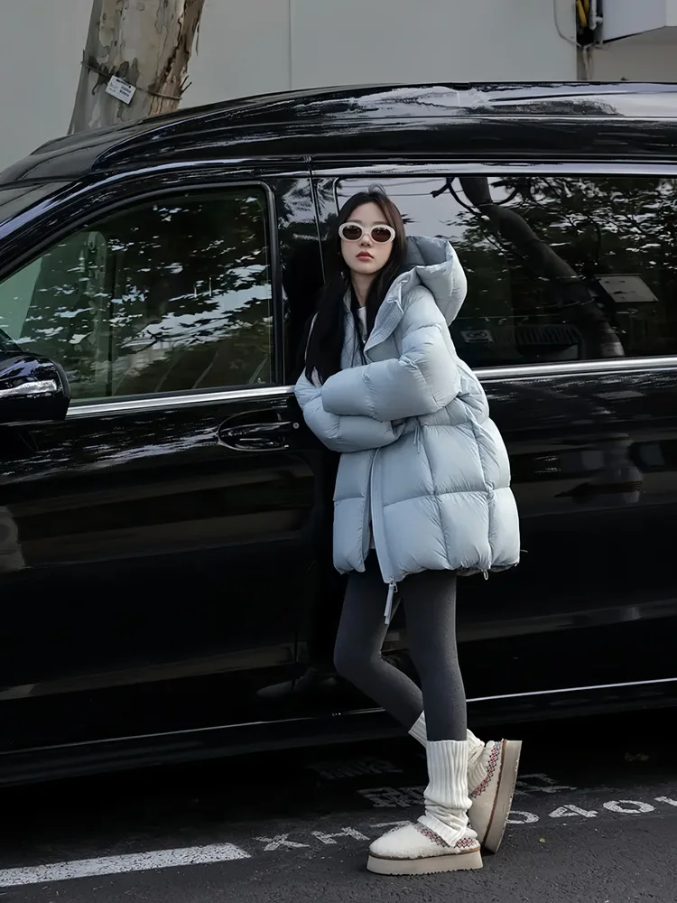Medium To Long Down Cotton Jacket for Women 2025 New Style Hooded Over Knee Thick Winter Cotton Jacket