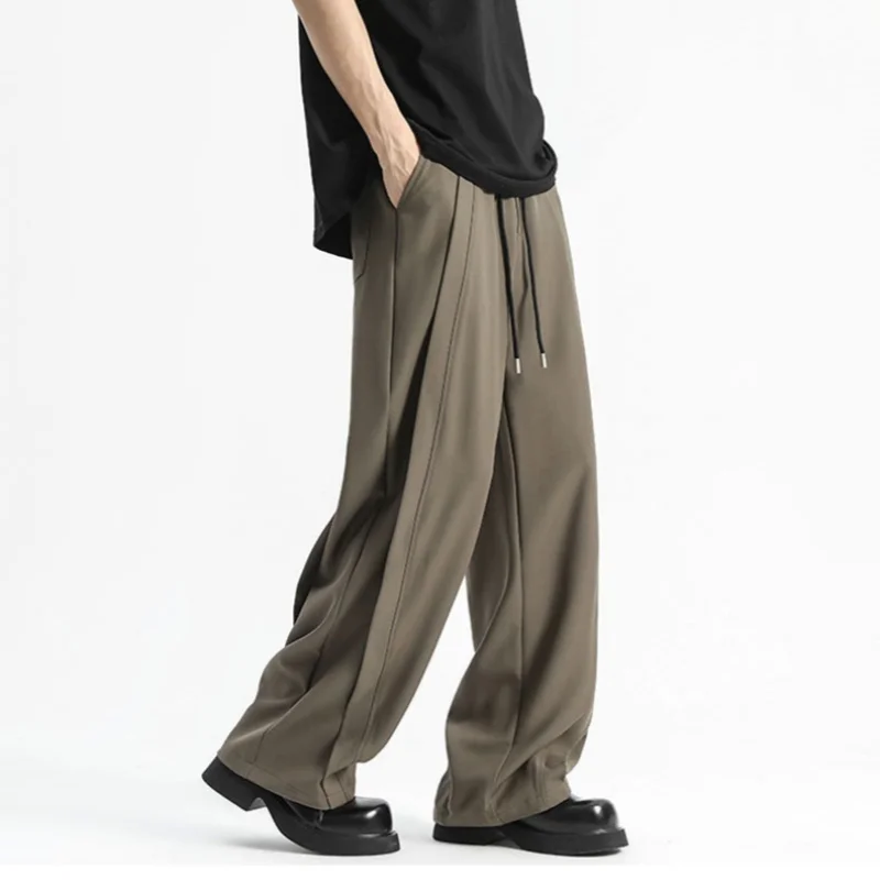 Summer Thin American Drape Deconstructed Ice Silk Casual Pants Men's Tide Loose Small Western Pants