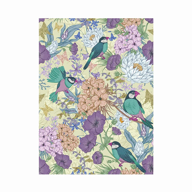 

Vintage Exotic Birds Floral Peel and Stick Wallpaper Self Adhesive Removable Pastrol Contact Paper for Bedroom Home Wall Decor