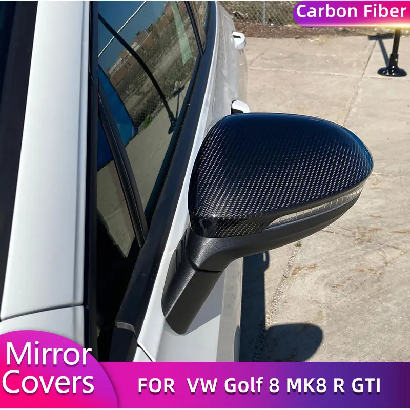 

Carbon Fiber Car Rearview Mirror Covers for VW Golf 8 MK8 R GTI R-Line 2021 Replacement Auto Mirror Caps Shell With Side Assit