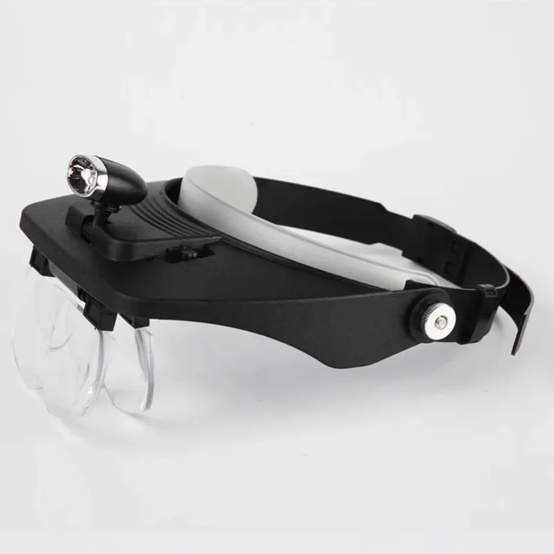 4 Lens Head Mounted Magnifier LED Lighted HD Loupe Elderly Reading & Maintenance Magnifying Glass Acrylic Lens ABS Frame 1PC