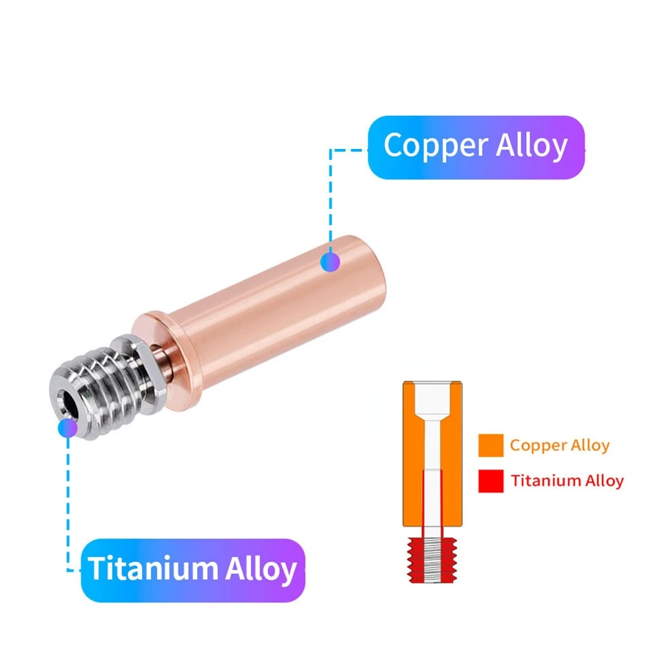 V5AC Heatbreak Upgrade Bi-metal Titanium Alloy For Anycubic Vyper/Mega S/Mega Pro  26mm 1.75mm 3D Printer Copper Heat break Tube