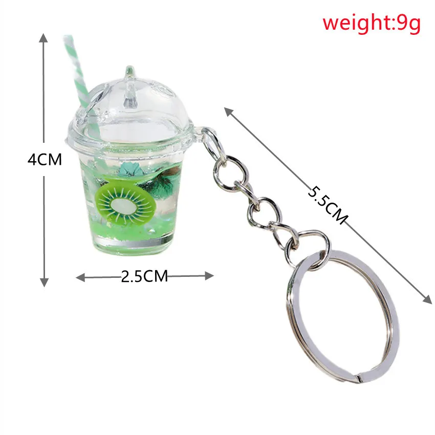 Mini Luminous Fruit Bubble Tea Cup Keychain For Women Girls Bag Cute Simulation Car Toy Pendant Bag Ornaments Creative DIY Gifts