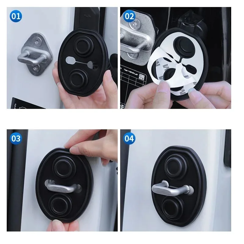 Silicone Car Door Lock Buffer Shock Absorbing Cover Anti-noise Silent Damping Protector Pad Reduce Closing Vibration Universal A