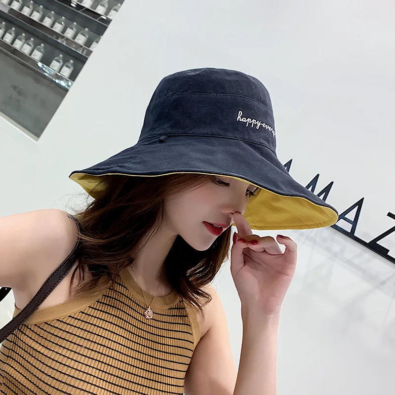 2022cotton bucket hat ladies summer sun protection panama hat double-sided sun hat fedora hat outdoor fisherman hat beach hatS56