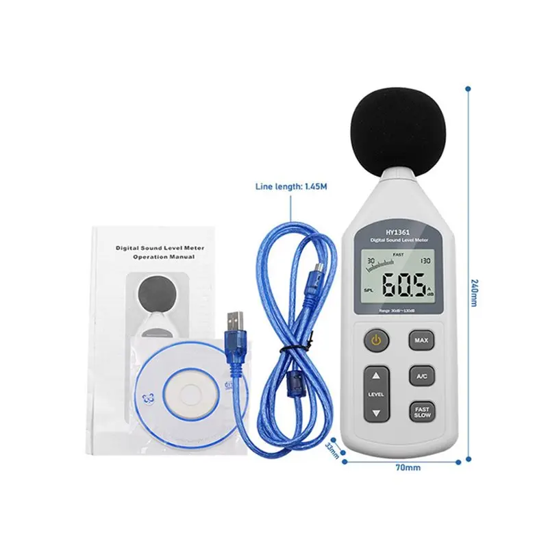 ABXD Digital Decibel Meter USB Noise Level Meter For Home, Office, Factory Environmental Noise Tester Detector Monitor - view 6
