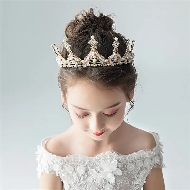 Crianças strass tiara princesa bandana para meninas aniversário acessórios nupcial cristal coroa tiara casamento jóias de cabelo