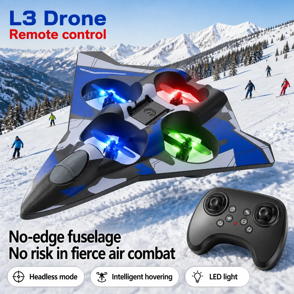 New L3 Foam Aircraft Boy Airplane Toy Stunt 360° Rotation with Lights Return Flight Electric Remote Control Fighter Jet Kid Gift