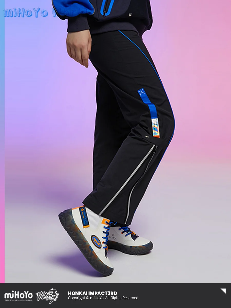 MiHoYo Official Honkai Impact 3 Cosplay 8-BIT Black Casual Trousers Doujin Fanatical Blues Theme Couple Pants Birthday Gifts