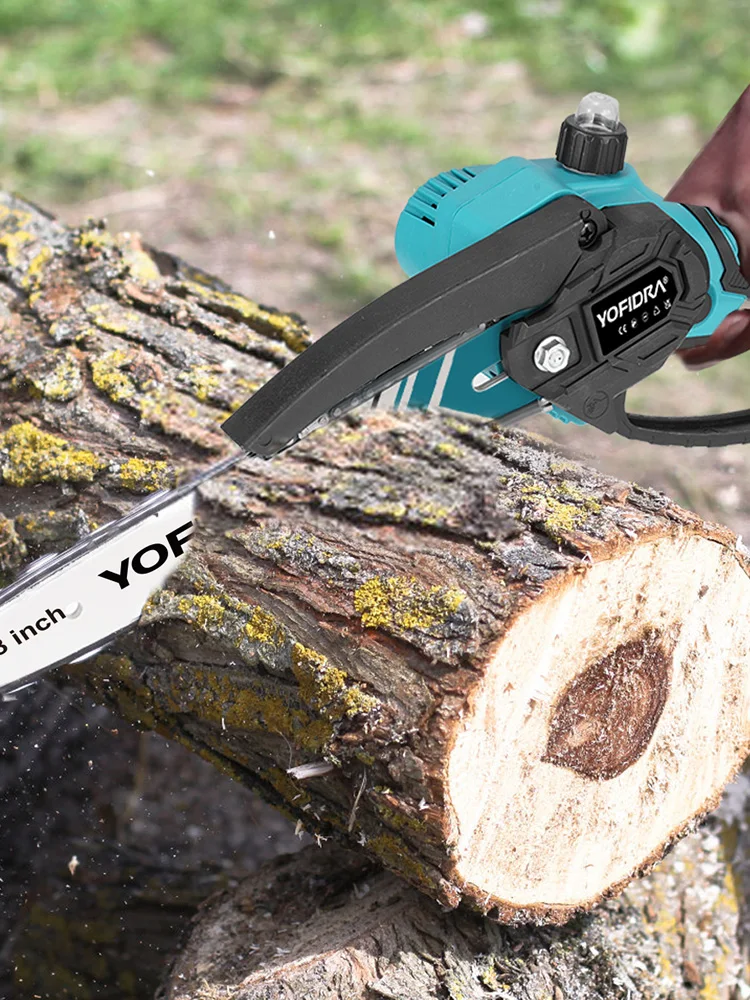 YOFIDRA 8&6 Zoll Bürstenlose Elektrische Akku-Astsäge Kabellose Wiederaufladbare Holzbearbeitungssäge Elektrowerkzeug für Makita Akku