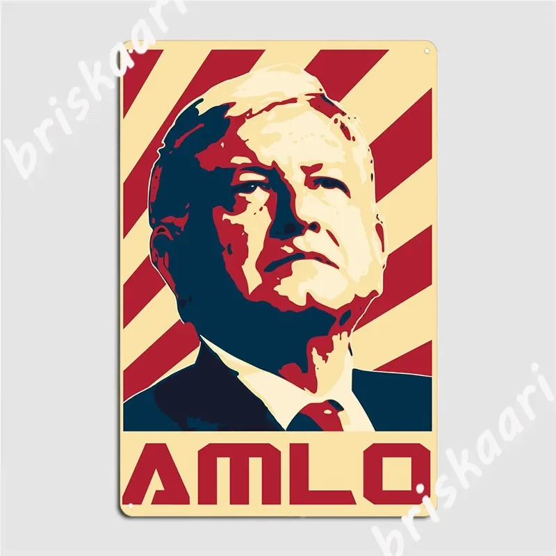 Letrero Metálico de Propaganda de Amlo de México, Decoración Retro de Pared para Hogar o Pub, Letrero de Hojalata, Pósteres