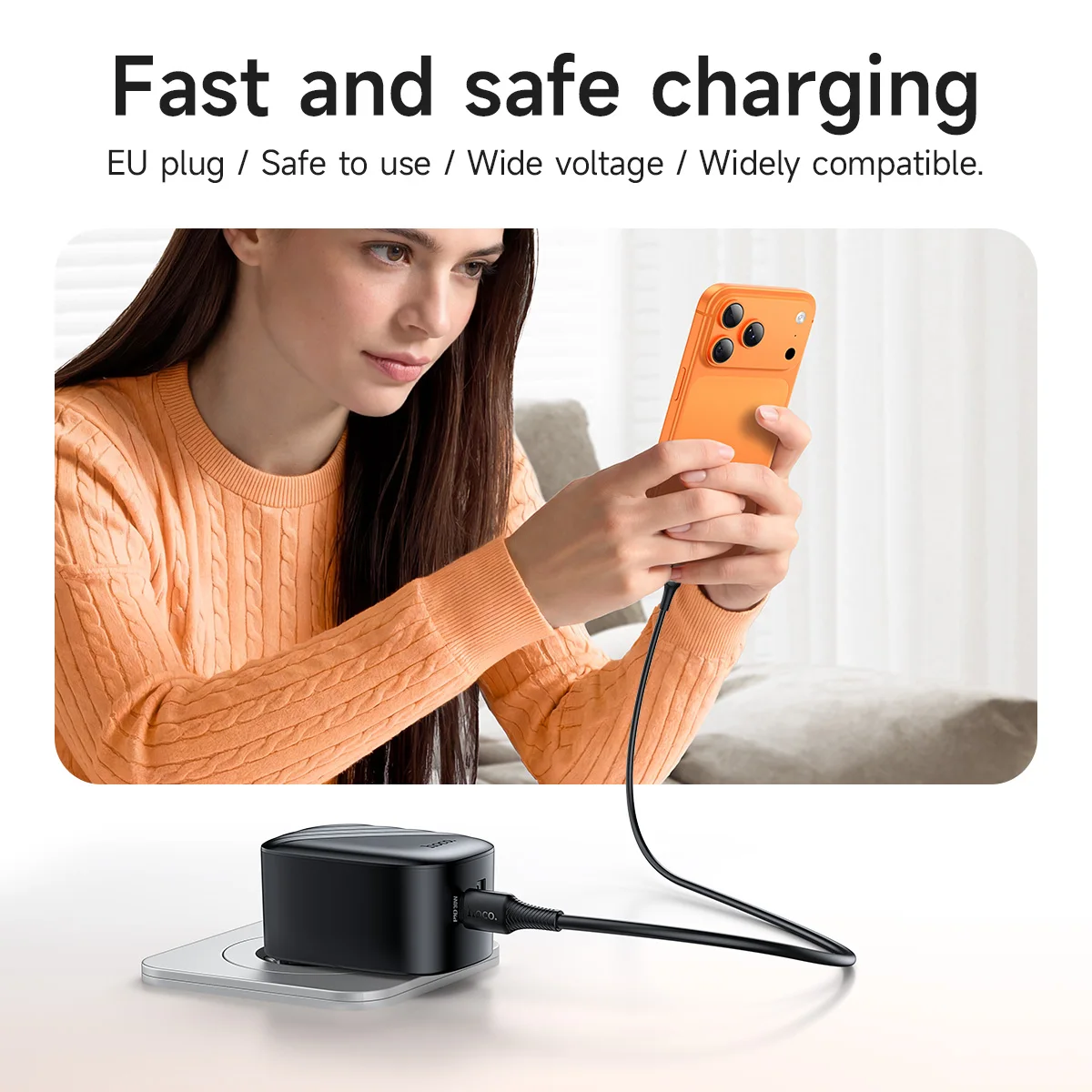 HOCO EU PD30W Foldable Plug Fast Charging Phone Charger For iPhone 17 16 Pro Max USB C QC3.0 Quick Charging Adapter For Samsung view 4