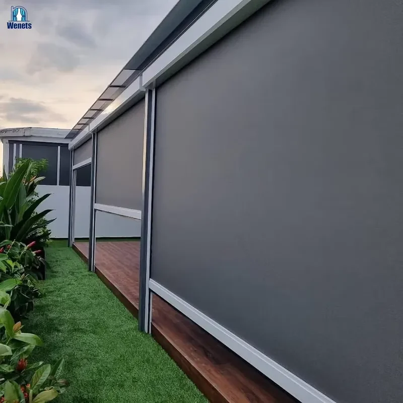 Outside Roller Blinds Motorized Vertical Curtains Waterproof Zip Screen Roller Blinds for Garden
