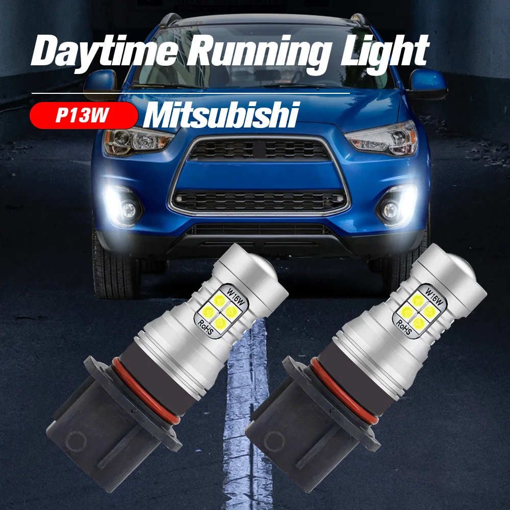 2pcs LED Daytime Running Light DRL Bulb Lamp P13W Canbus No Error For Mitsubishi Mirage Outlander 2012-2015 Shogun Sport 3