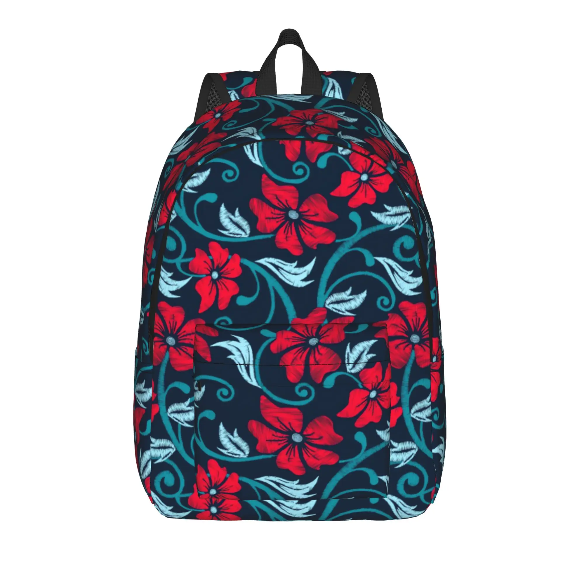Tropical Hibiscus Embroidery    Backpack  Travel Backpacks Girl Leisure School Bags Design Durable Rucksack