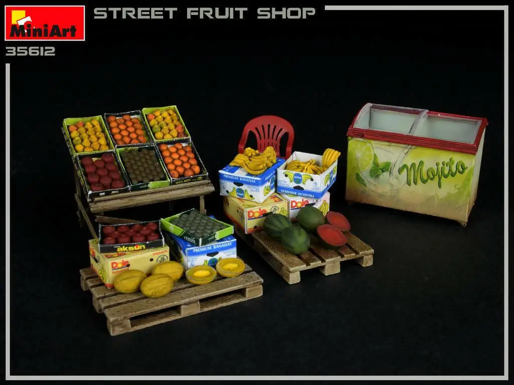 MiniArt 35612 escala 1/35 Street Fruit Shop (Edifícios e Acessórios)