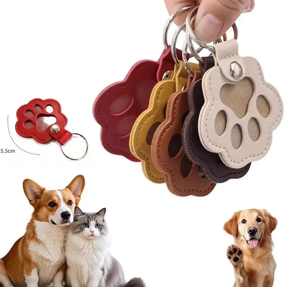 Leather Cat Paw Pet Hair Storage Keychain Dog Fur Collector Keepsake Pendant Cute Bag Charm Memorial Keyring Gift