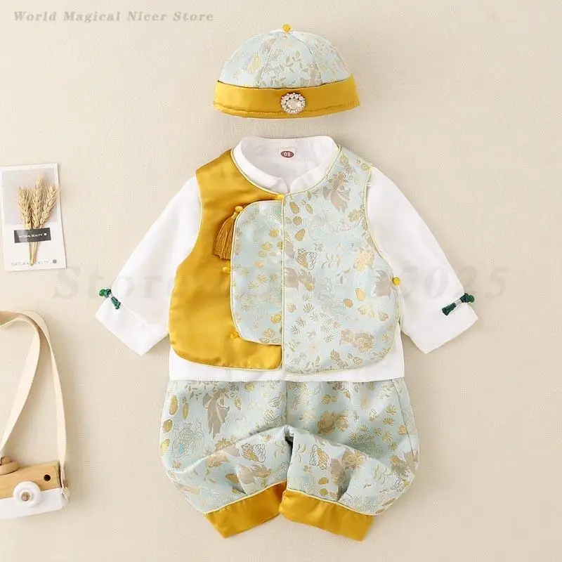 

Kids Baby Hanfu Tang Suit Chinese Spring Festiva New Year's Baby Hundred Days Photography Costume Traditional Oriental Clothing