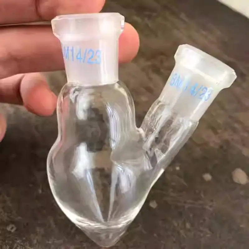 1Pcs 25ml/50ml/250ml Chemistry Lab Pear Shape Two Necks Glass Flask