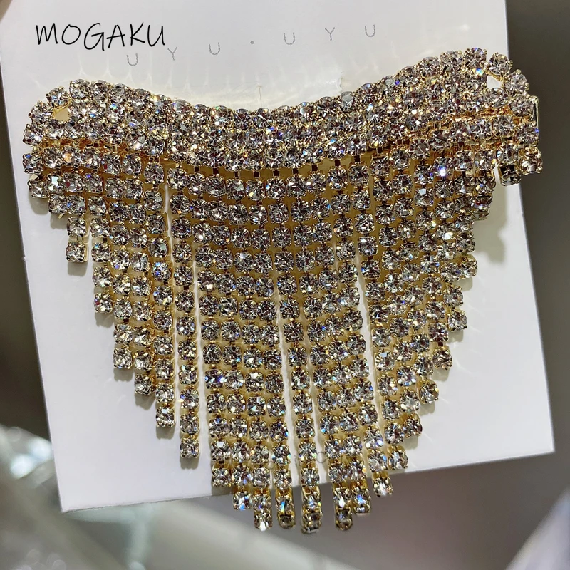 

MOGAKU Shiny Crystal Barrette Fashion Tassel Jewelry Rhinestone Hair Clips for Women Hairpins Elegant Headwear Accessories Girls