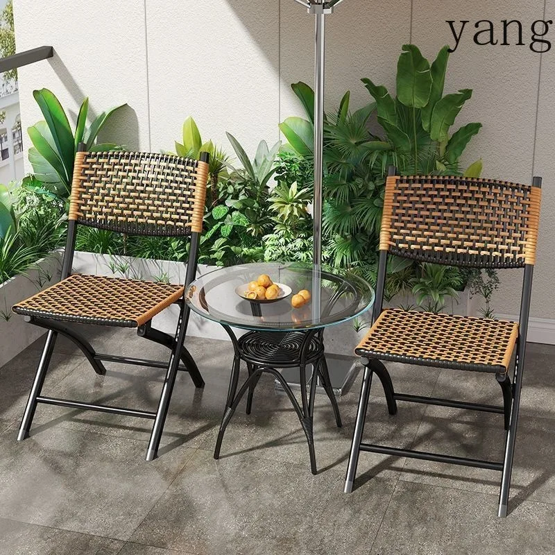 CX Summer Casual Foldable Rattan Chair Balcony Chair Household Rattan Backrest Small Chair