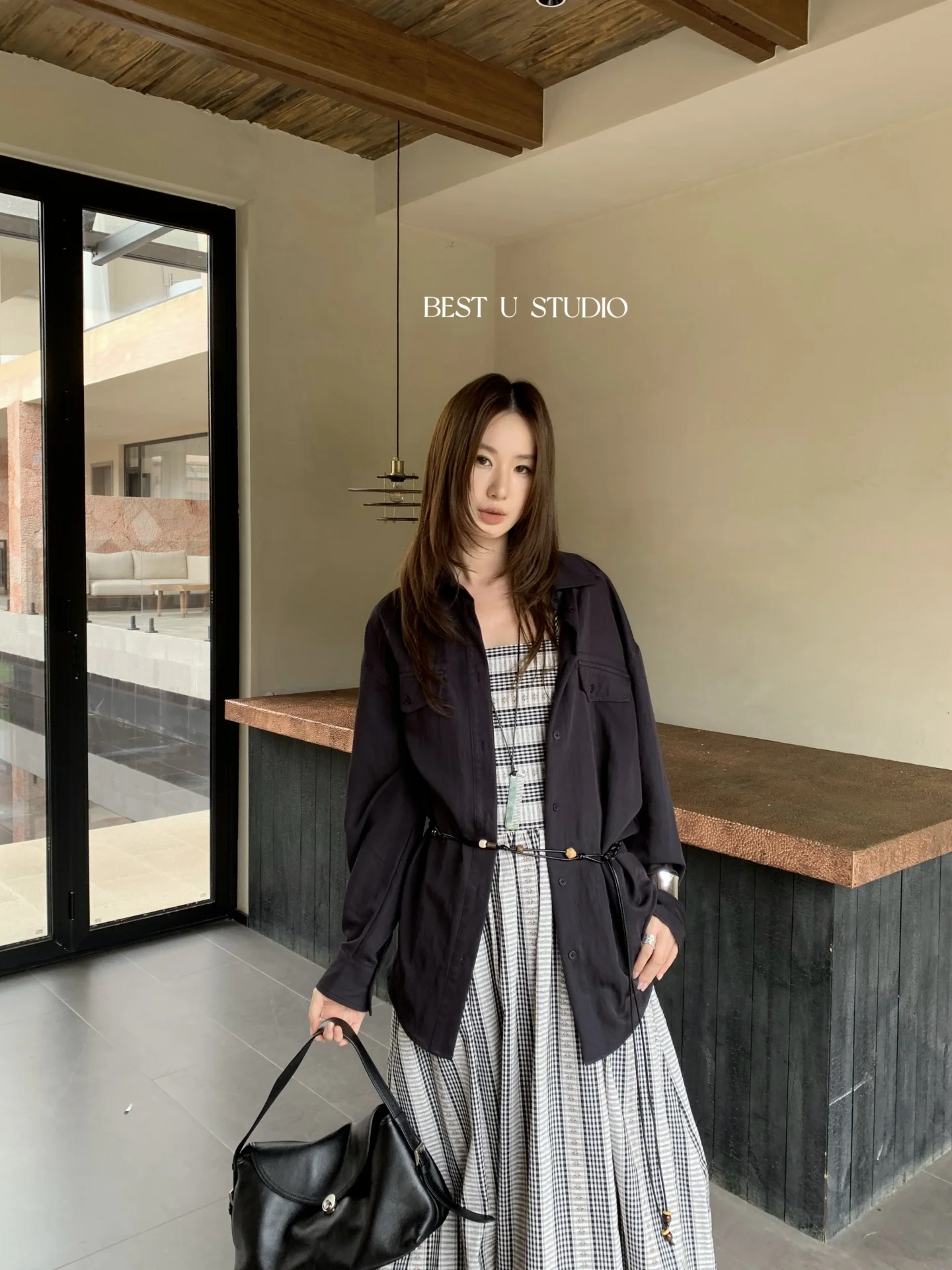 

Loose Casual Color Women's irt Long Sve Vintage Sle Comfortable Cotton Blend Top for Autumn Season