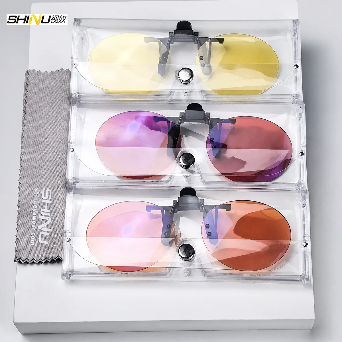 SHINU Rote Linsen-Clip-On-Brille zum Schlafen besser, runde orangefarbene Linse für Spiele oder Arbeiten, gelbe Linsen, Nachtsicht zum Fahren – Detail 30