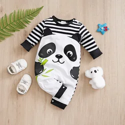 Spring and Autumn Newborn Long sleeved jumpsuit Cute Panda Pure Cotton Comfortable Baby Boys and Girls