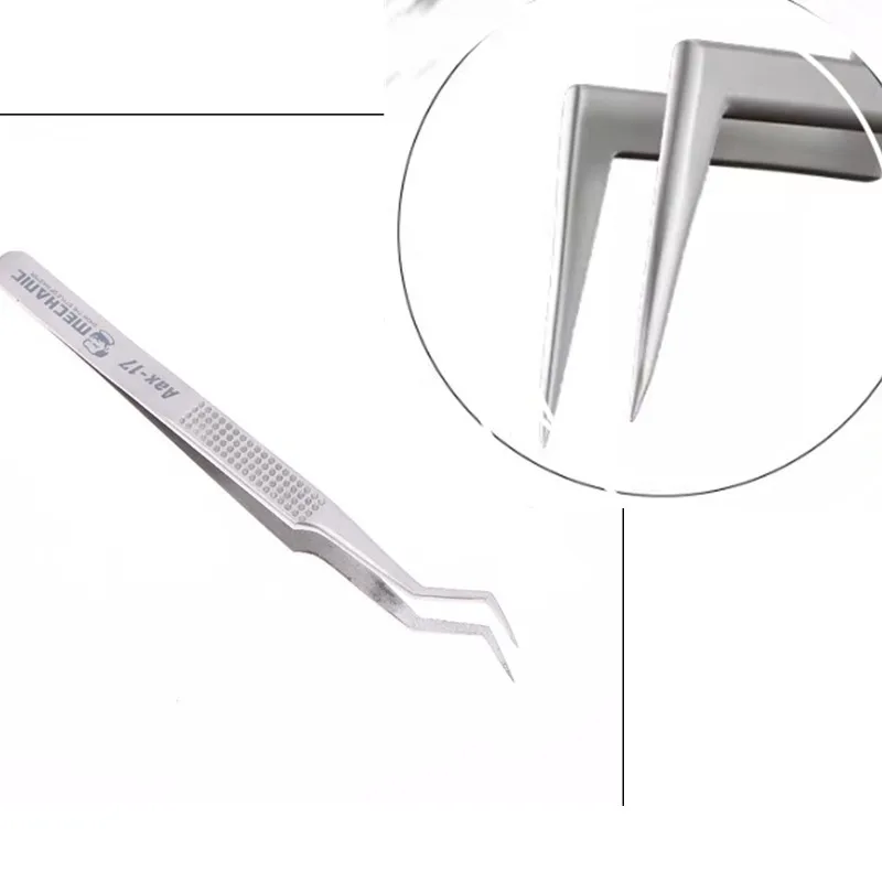1 szt. Pęseta pozycjonująca do cyny ze stali nierdzewnej Aax-17 z precyzyjną, cienką końcówką do precyzyjnego mocowania drutu cynowego, antypoślizgowa, odporna na zużycie.
