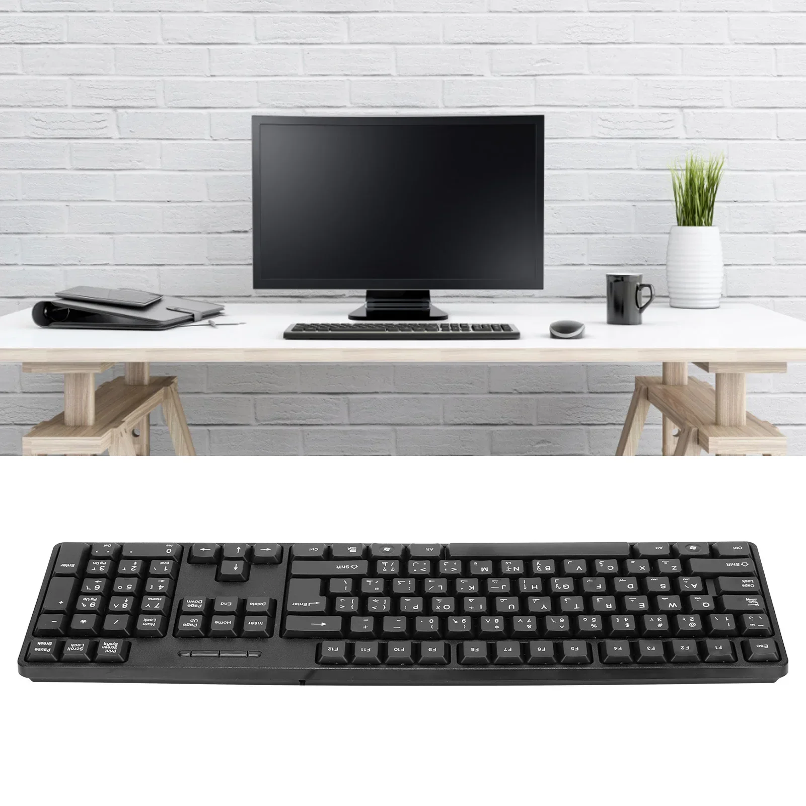 Computer Keyboards Ergonomic Design Durable USB Wired Arabic English Mechanical Keyboard for PC Laptops