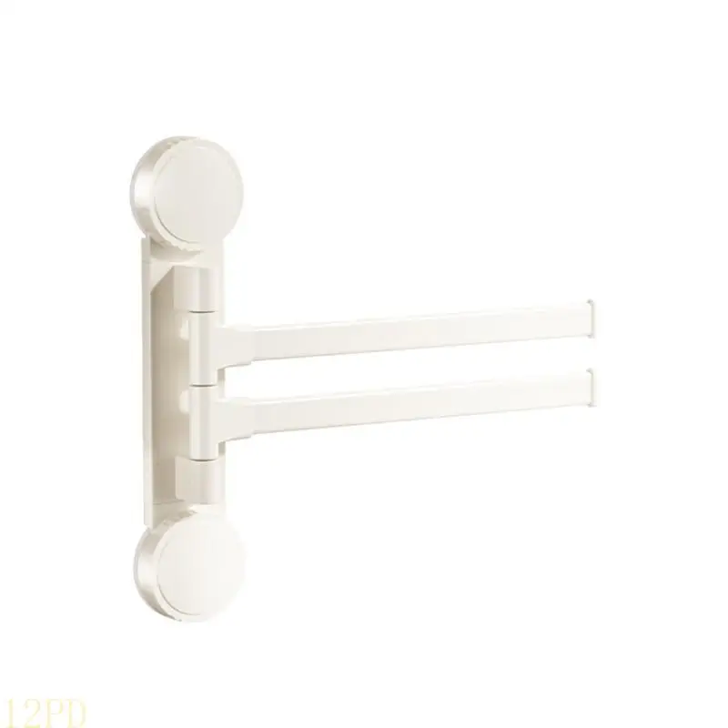 12PD Practical Suction Mounted Towel Rack with Double Rotating Rack Portable for Renters and Wall Friendly Homes Hanging