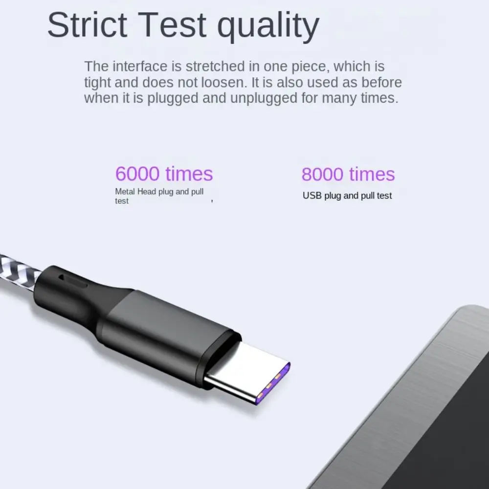 Type C Fast Charging Cable Android Head Fast Charging Nylon Braided Charge Cable 6A Nylon Braided Mobile Phone Data Cord