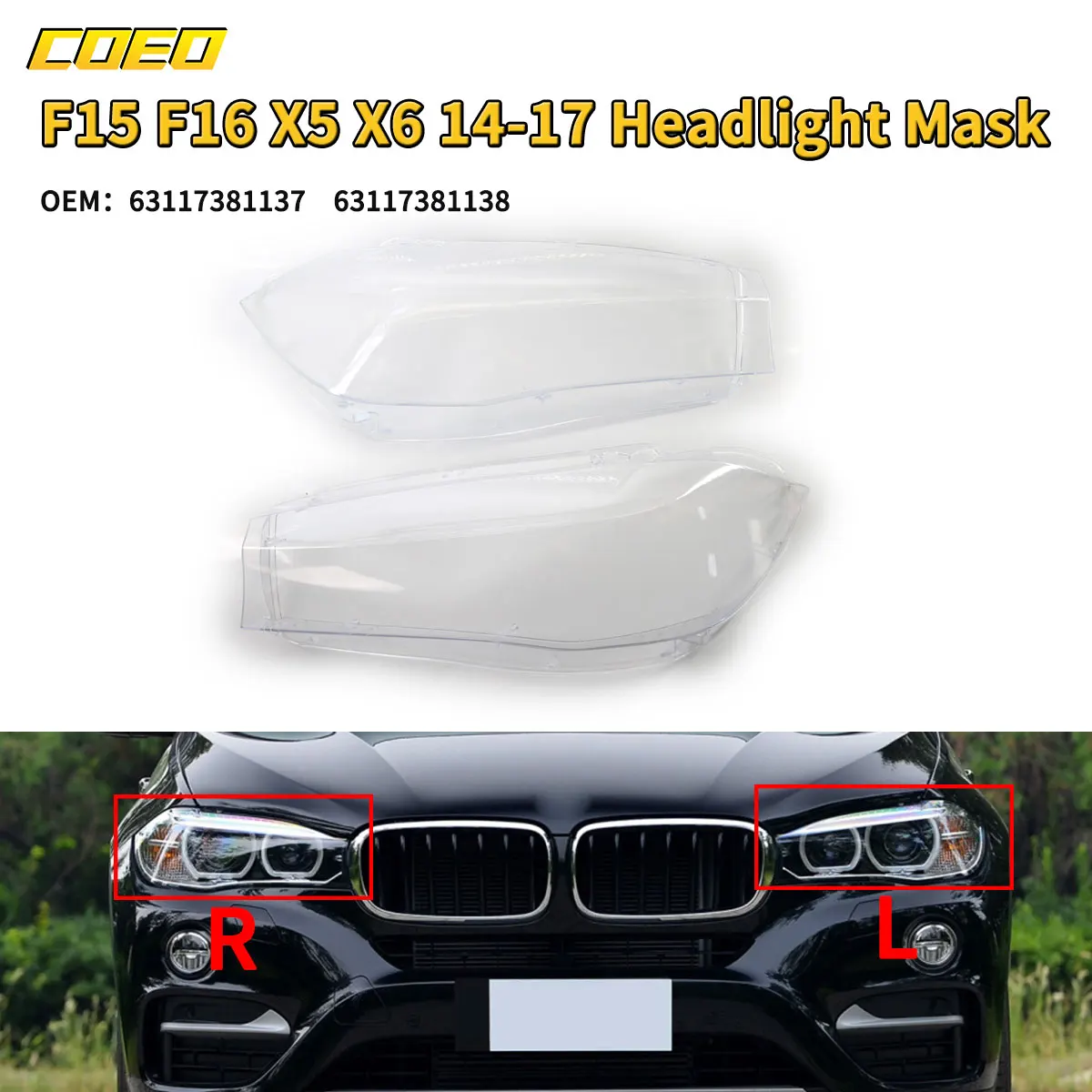 

Suitable For BMW F15 F16 X5 X6 14-17 Years Headlight Mask 63117381137 63117381138