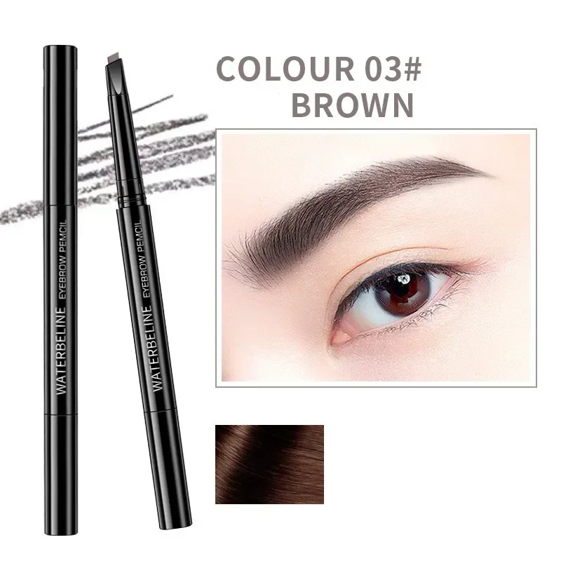 5Color Double-headed Eyebrow Pencil Auto-rotating Refill Waterproof Long Lasting Eye Brow Tattoo Pen Black Brown Eyebrows Makeup