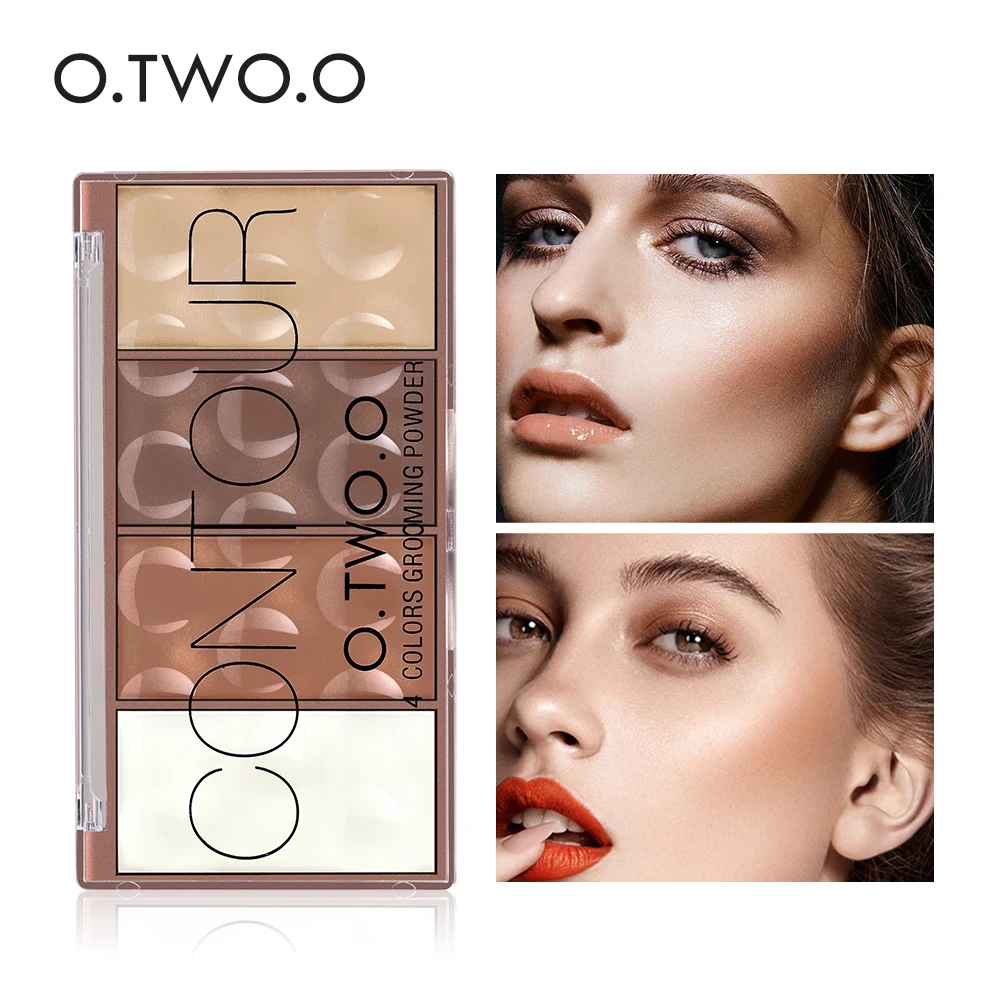 O.tw o.o Contour พาเลท4สี, พาเลทคอนทัวร์ปัดแก้มติดทนนานแป้งคอนทัวร์แต่งหน้าบนใบหน้าเครื่องสำอางบรอนเซอร์