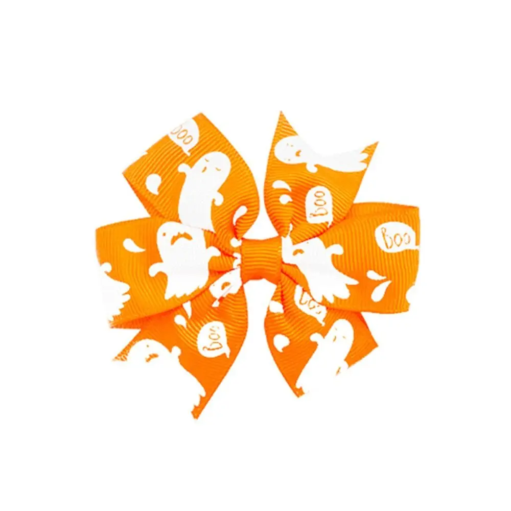 

Funny Skeleton Halloween Bow Hair Clip Pumpkin Bat Pumpkin Hairpin Spider Skull Bat Duckbill Clip Female/Children