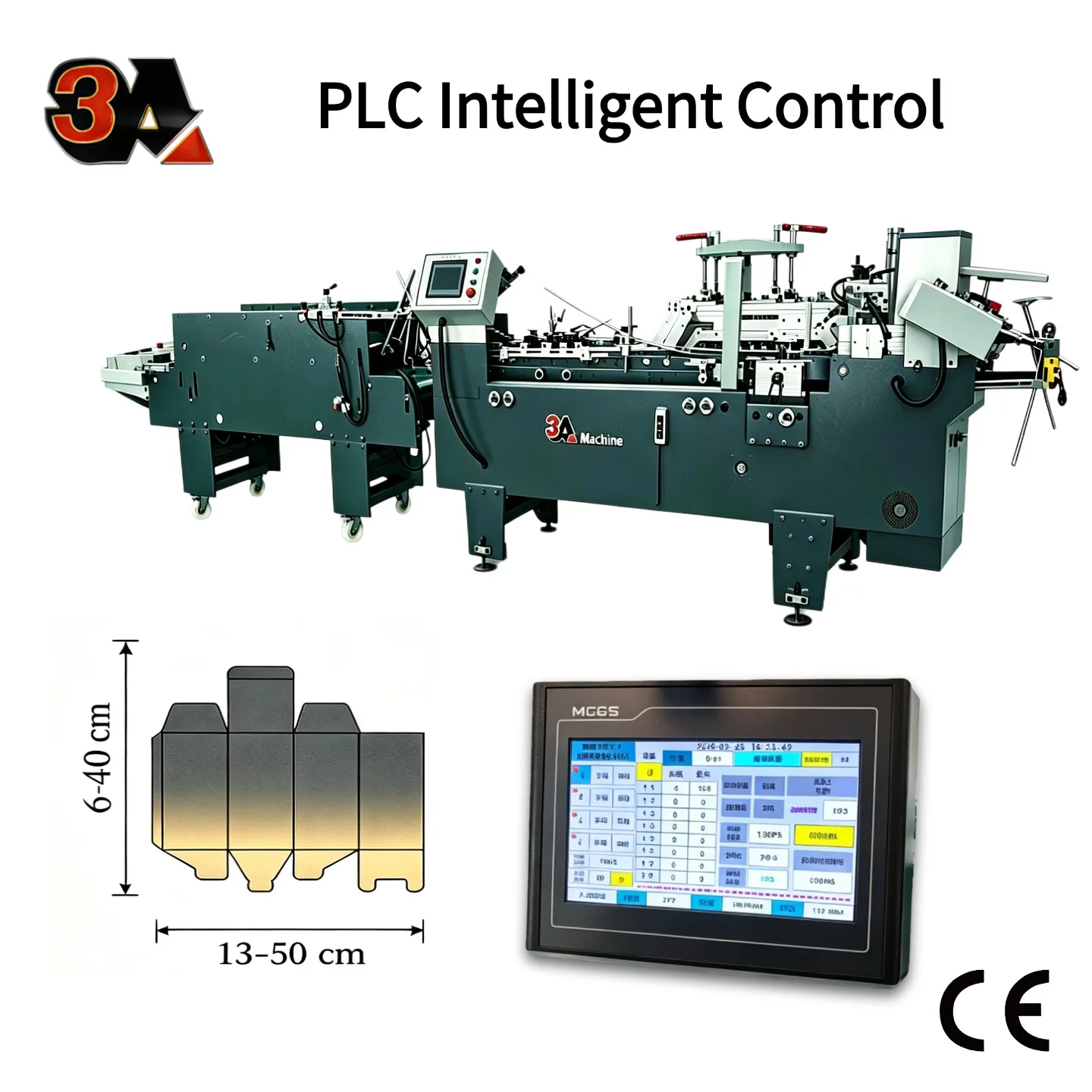 Min-500 Intelligent PLC Controlled Electric Cold Glue Automatic Folder Gluer with Auto Speed Synchronization