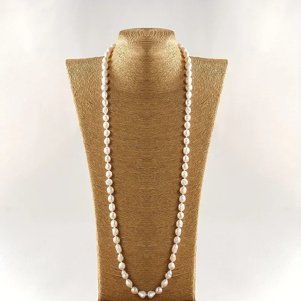 

YWYC 2025 New Arrivals 8-9mm Baroque Freshwater Pearl Necklaces for Women 86cm Long Sweater Necklaces for Daily Wear Festival
