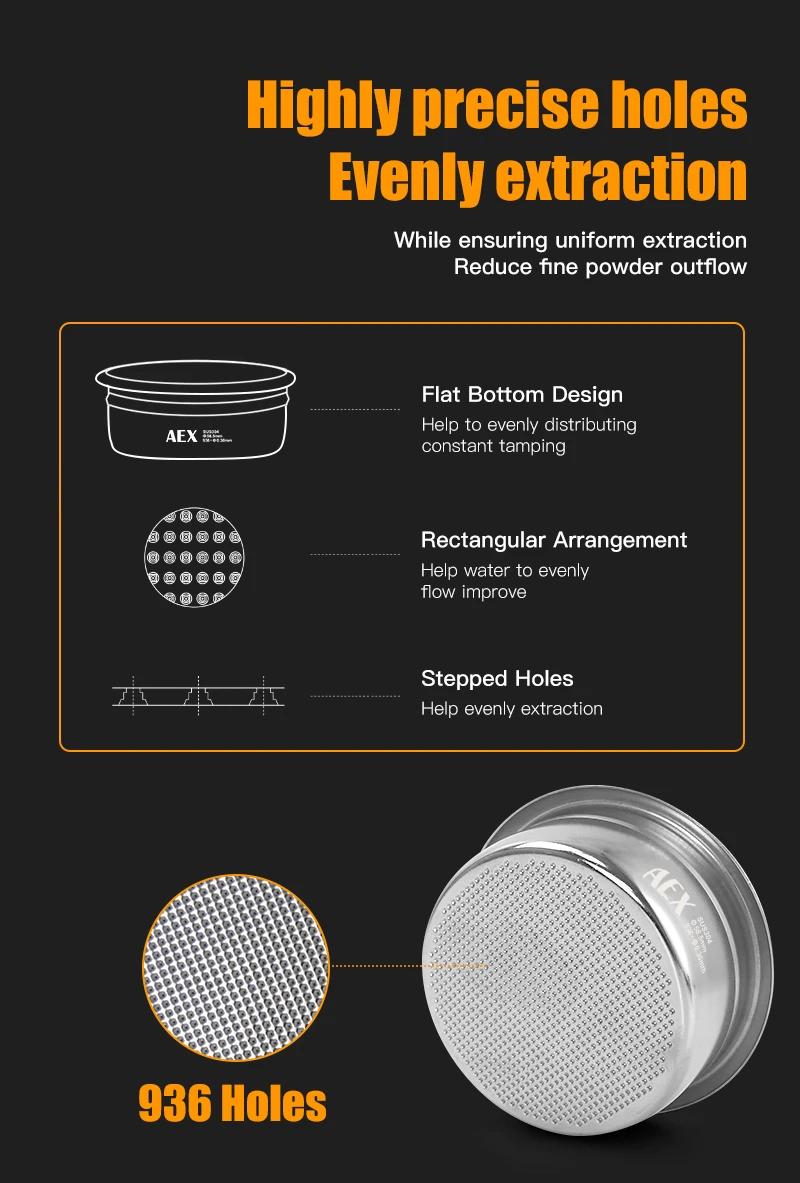 Kaffee Filter Korb 58MM AEX Präzise 18g 22g Puck Bildschirm Für Boden Siebträger Espresso Maschine Zubehör barista Werkzeuge – Detail 5