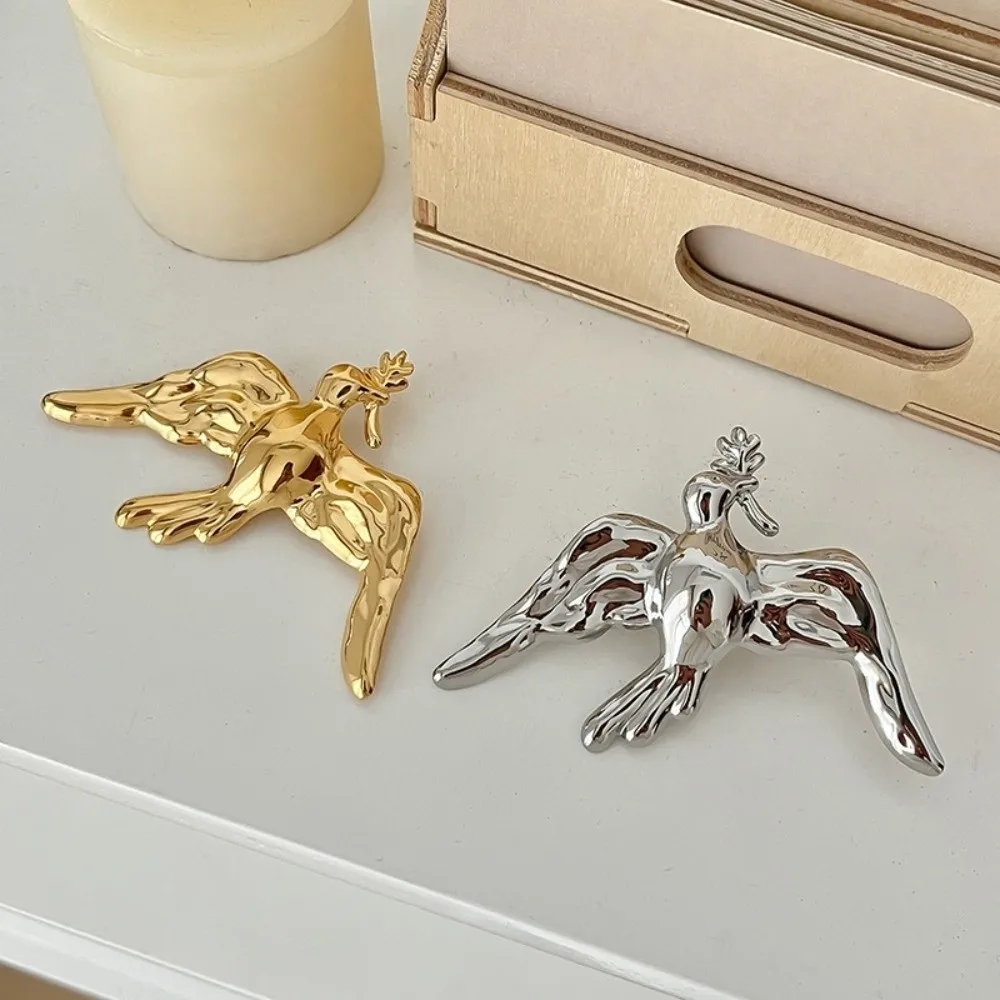 Exquisite Copper Swallow Brooch Olive Branch Elegant Peace Dove Pin Stainless Steel Minimalist Birds Badge Suit Accessory view 5