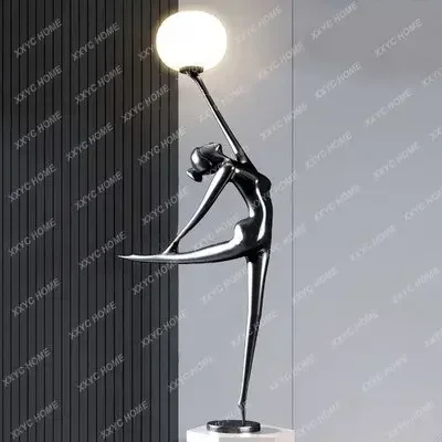 

Humanoid Floor Lamp Large Sculpture Table Lamp Designer Exhibition Hall Sales Department Lobby Art Horse Holding Ball Lamp