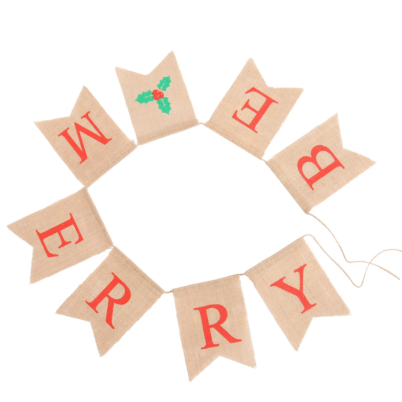 Letters Bunting Banner Decoration Christmas Fruit Pattern Linen Burlap Banner Swallowtail Pull Flag Party Supplies for