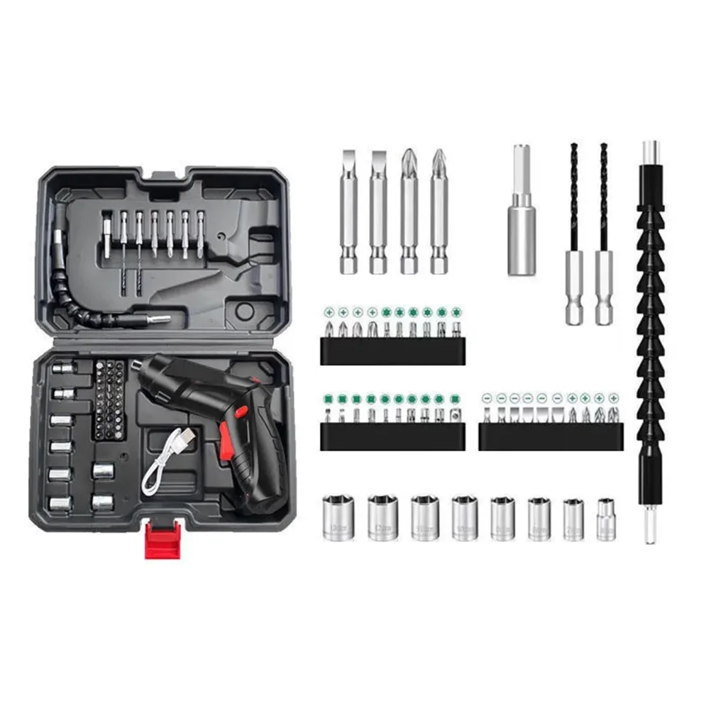 

Screw Driver Cordless Drill Kit Black Steel Rechargeable Precision Motor Home Office Shop DIY Tool