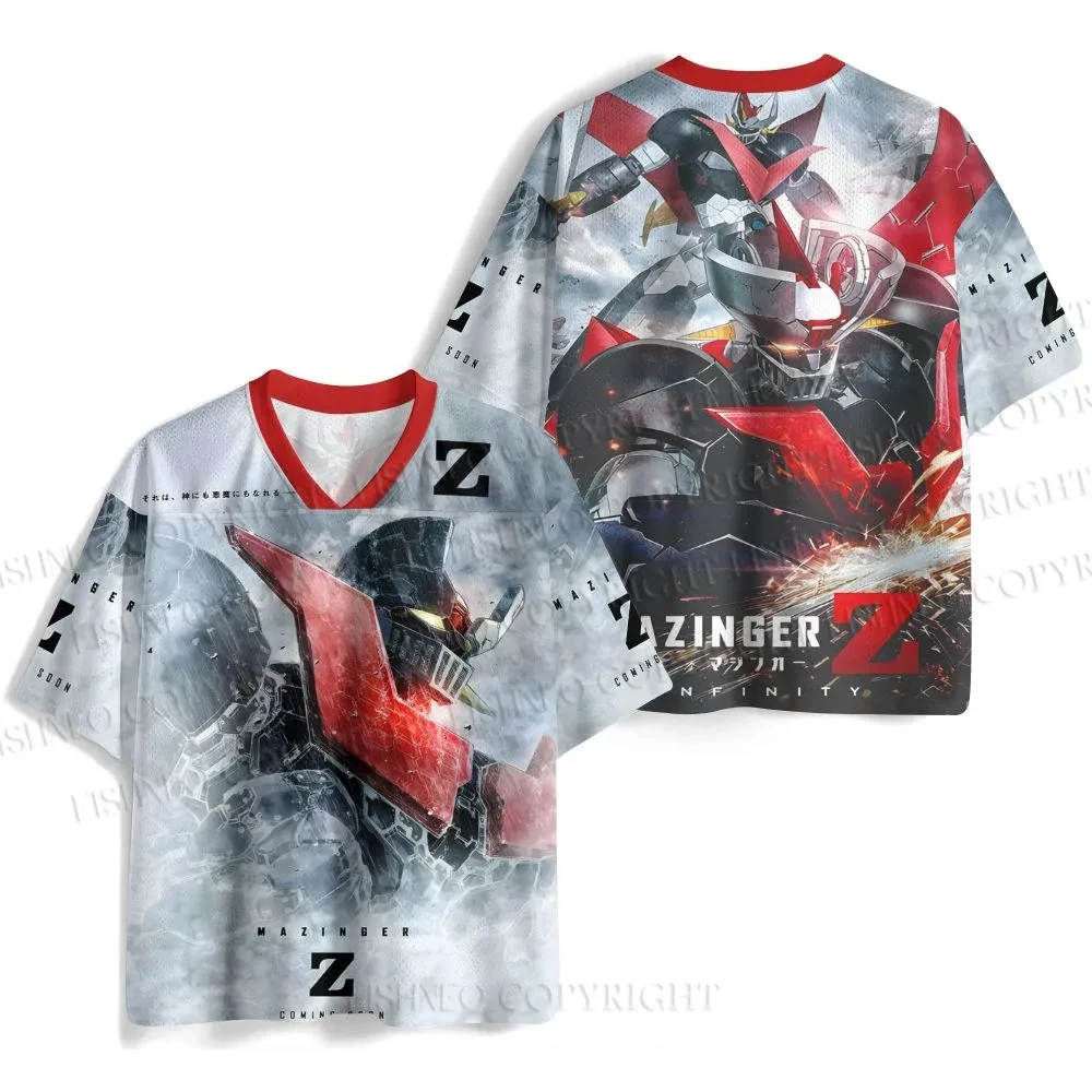 Camiseta de Jersey de Secado Rápido con Estampado Retro de Anime Mazinger Z 2026 para Hombre, Estilo Urbano Oversize, Cuello en V, Manga Corta Casual