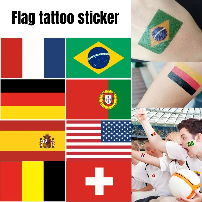 Disposable Facial and Arms Tattoos National Flag Stickers Football Fan Party Stickers and Labels Tattoos For 2024 European Cup
