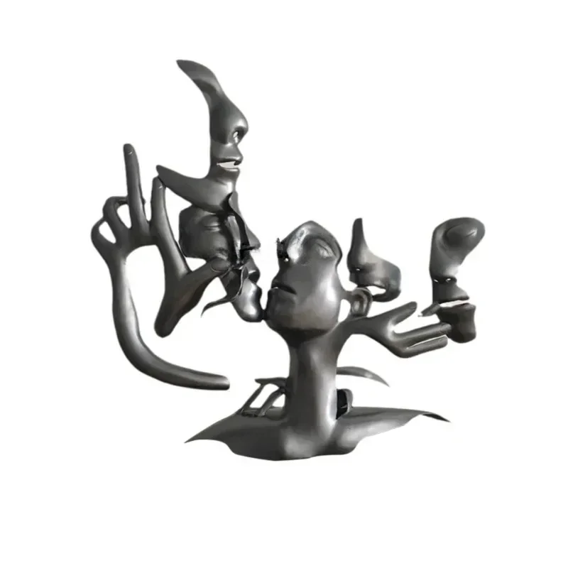 European-Style Metal Iron Art Face Sculpture Hotel Living Room Model Room Soft Decoration Abstract Character Crafts Ornaments