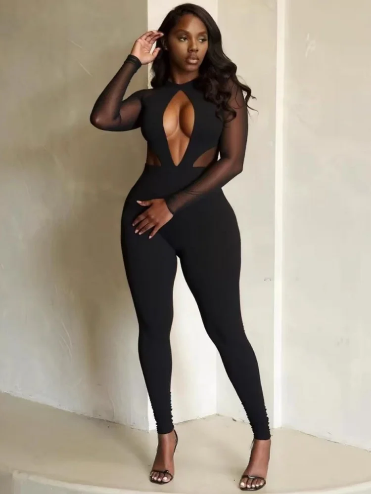 

Wmstar Jumpsuit Women Wholesale Fashion and Sexy Backless Deep V Long Sleeve Solid Color Tight One Piece Outfits Drop Shopping