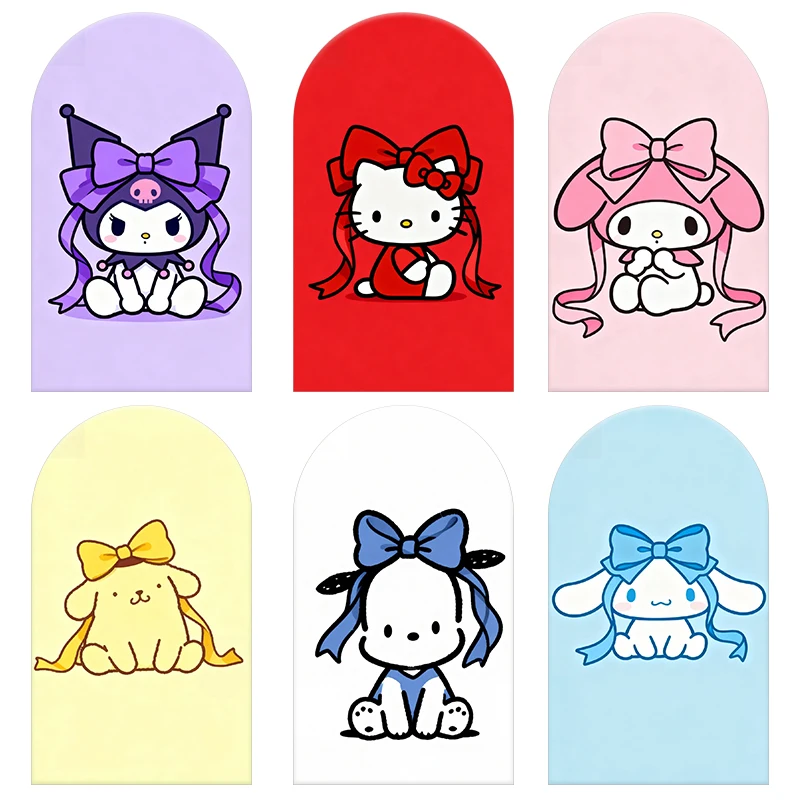 

Sanrio Family Melody Arch Backdrop Cover Cinnamoroll Kuromi Child's Birthday Party Baby Shower Decorat Background Elastic Fabric