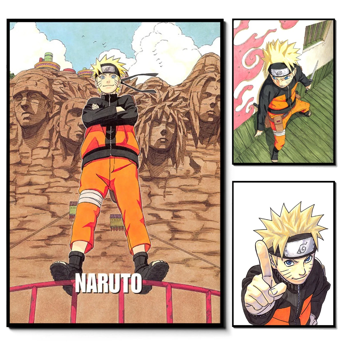 1pc Frameless Canvas Painting Japanese Anime Naruto Uzumaki Frameless Canvas Core Print - HD Poster Home Decor for Living Room B